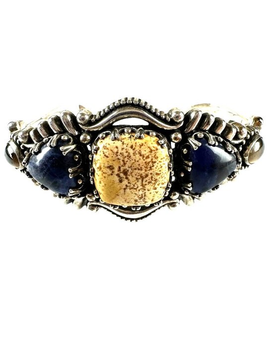 Carolyn Pollack Jewelry - Carolyn Pollack Sterling Silver Cuff Bracelet Jasper & Lapis Lazuli